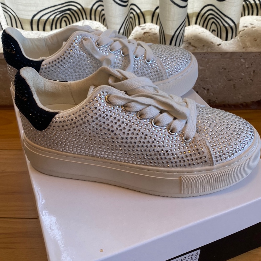 Kurt Geiger rhinestone platform sneakers.